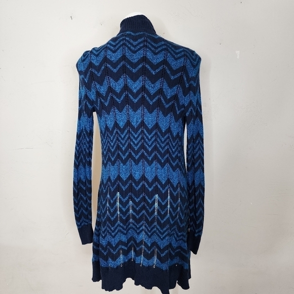 Missoni For Target Blue and Black Zig Zag Open Front Cardigan Size Medium - Picture 3 of 11